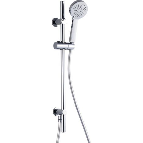 RAK Round Slider Rail Shower Kit with Three Function Handset and Integral Wall Outlet - Chrome (1/2)