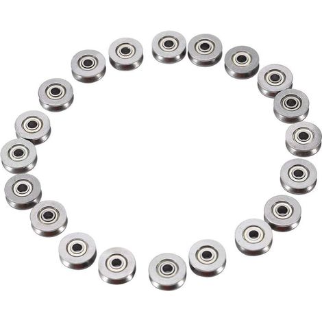 20Pcs 3x12x4mmV623ZZ V Groove Roulement à Billes Poulie,Guide de Rainure en V Miniature en Acier Poulie Roulement pour Système de Mouvement Linéaire de Rail (1/5)