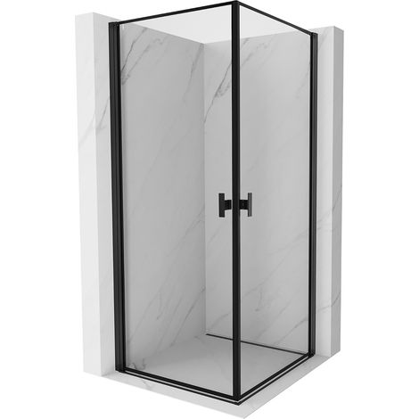 Mexen Mist-B Duo cabina de ducha abatible 80 x 80 cm, marco negro, negro - 8A2-080L-080P-70-70 (1/5)