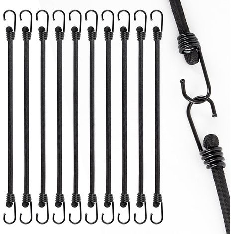 Gummi-Bungee-Seil mit Haken, langlebige Bungee-Seile mit Haken, 10 Stück, robustes Gummi-Bungee-Seil mit Haken, 30 cm, Mehrzweck-Bungee-Seile mit Haken, Gummi-Bungee-Seil für Gepäck, Fracht und mehr