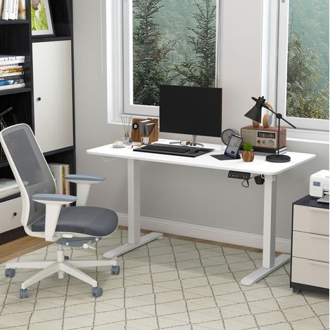 MEUBLIV Escritorio eléctrico regulable en altura 140x70 cm blanco – 4 memorias anticolisión (1/5)