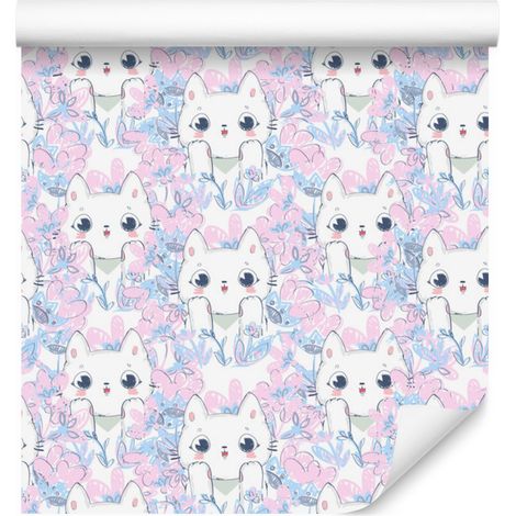 Papier peint Chatons et Fleurs pour Salon et Chambre 50x1000 cm (1/5)