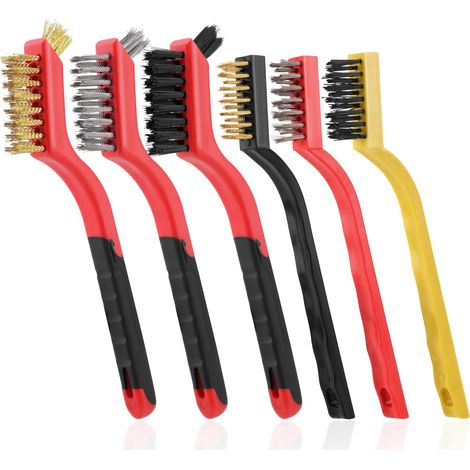 Ensemble de 6 brosses métalliques multi-matériaux pour l'élimination de la rouille et de la peinture, outils de nettoyage pour métaux, laiton, acier inoxydable et nylon (1/5)