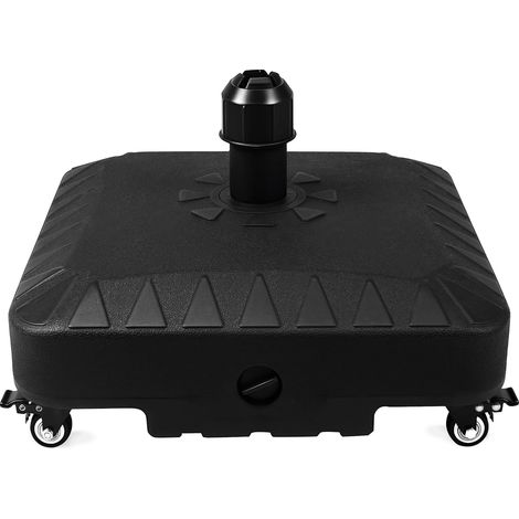 Pied de parasol avec roulettes - 20 l - Remplissable avec de l'eau/sable, poids de parasol pour parasol déporté et parasol de marché, support de parasol stable pour (1/5)