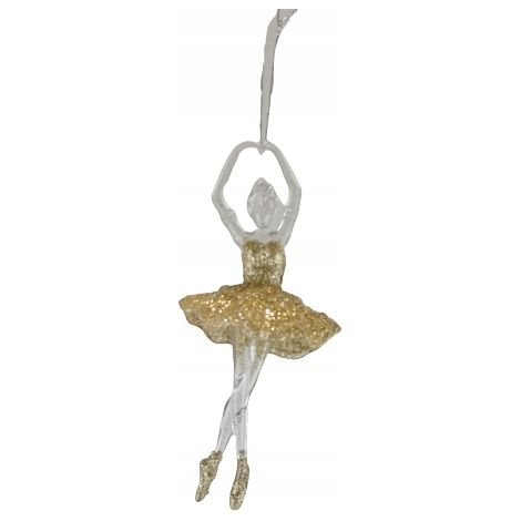 Ciondolo a forma di ballerina in acrilico color oro 17×8 cm Natale (1/5)