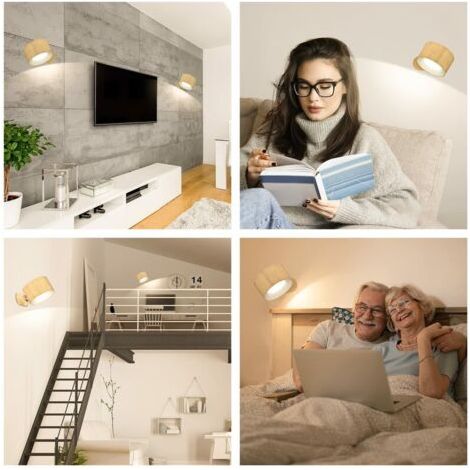 FOREHILL LED-Wandleuchte für den Innenbereich, Touch-LED-Wandlampe mit USB-Ladeanschluss, Touch-Steuerung, 3 Helligkeitsstufen, 3 Farbtemperaturen, 360° drehbare Lampe für Schlafzimmer, 1 Stück (Kornf (1/4)