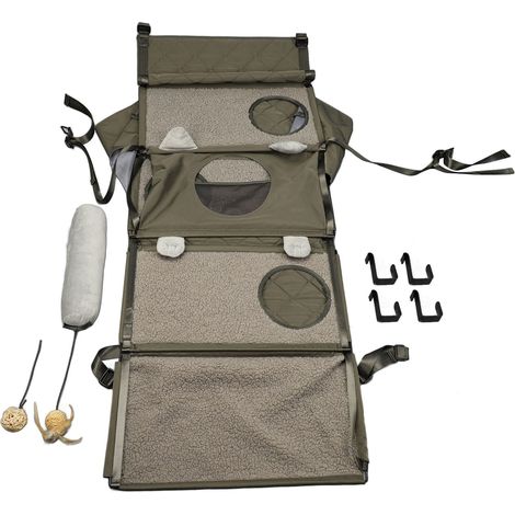 Meuble de lit tour pliable et multifonctionnel, grimpeur monté sur porte, avec oreiller amovible et cloche, jouet pour chats d'intérieur (1/5)