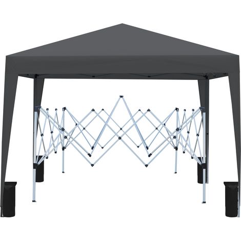 Tonnelle pliante 3 x 3 m imperméable UV 50+ avec 4 parois, 4 sacs de sable, acier noir (1/5)