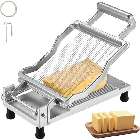 Coupe-Fromage à Fil, Coupe-Beurre avec Lame de Coupe Ultra-Mince, Trancheuse à Fromage en Alliage d'Aluminium, Épaisseur 5 mm, Fil Amovible en Acier Inoxydable 316, pour Cuisine (1/5)