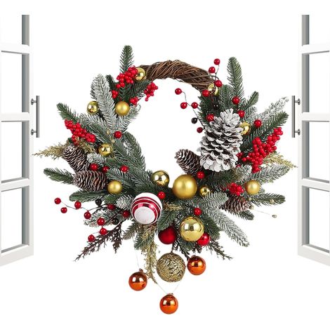 Couronnes De Noël pour La Porte D'Entrée Décor De Guirlande pour Décoration De Porte De Noël En Couronne Pour Porche Garage Extérieur Et Intérieur Fenêtre Maison Mariage Cheminée Armoire (1/5)