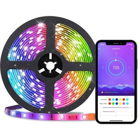 Bande lumineuse LED pour éclairage de fond TV avec contrôle par application smartphone et alimentation USB, 5 V (1/5)