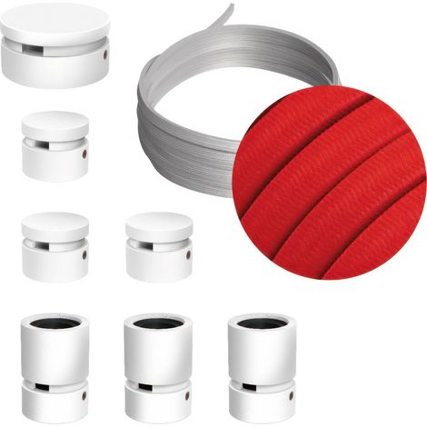 Sistema Filé Linear Kit - con cavo di 5 m per catenaria e 7 componenti in legno verniciato bianco per interni