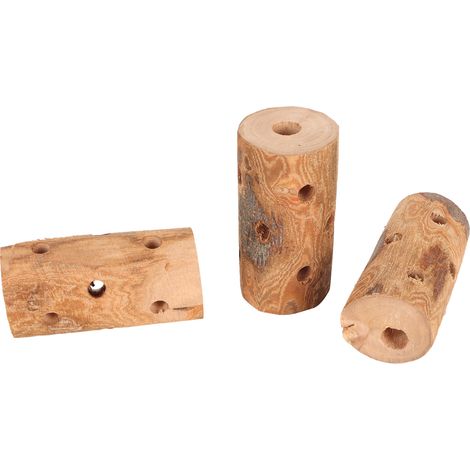 Lot de 3 bâtonnets à mâcher en bois de pommier pour petits animaux (chinchillas, hamsters, cochons d'Inde, lapins) avec écorce (1/5)