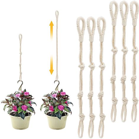 Corde tressée en coton pour suspendre les pots de fleurs, réglable, en lot de 6 pièces (1/5)