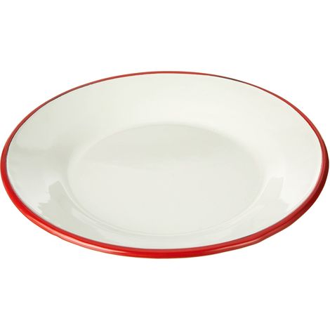 Assiette Plate, Papier, Blanc/Rouge, 22 x 22 x 2 cm (1/4)