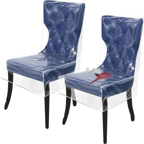 Lot de 2 housses de chaise en plastique, housses de siège imperméables réutilisables pour chaises de salle à manger, protection de siège épaisse transparente pour restaurant, salon, chambre à coucher, (1/5)