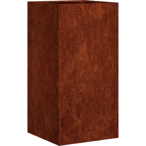 Jardinière en acier résistant aux intempéries fond ouvert 40 x 40 x 80 cm pour jardin terrasse décorative en rouillé (1/5)