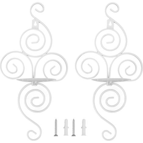 Lot de 2 bougeoirs muraux pliables de style européen en fer forgé à motif tourbillonnant, pour la décoration intérieure. (1/5)