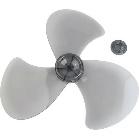 Lot pales remplacement ventilateur 40 cm gris plastique avec cache‑écrou, installation sans outil pied‑table (1/5)