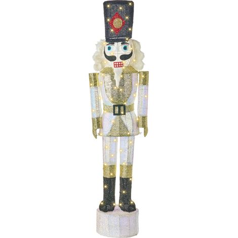 Beliani Outdoor Decoration LED Gold Fabric Christmas Nutcracker Xmas Garden For Outdoor Use, 36 x 36 x 152 cm, 100% Polyester STOROVAN (1/5)