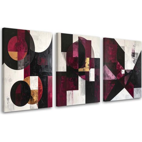 Set de tableaux sur toile Abstraction bordeaux formes 3 x 20x30 (1/4)