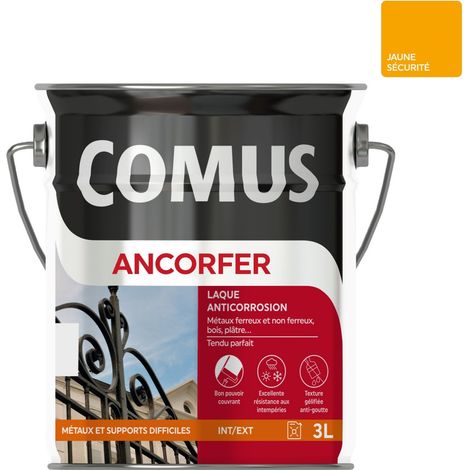 ANCORFER BRILLANT 3L Jaune sécurité - Peinture-laque antirouille pour métaux et autres supports - COMUS (1/3)