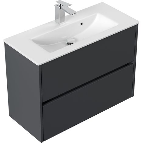 Badmöbel Taifun Slimline 80cm 2 grifflose SoftClose Auszüge grafit (1/5)