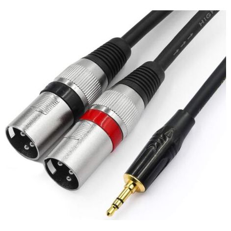 Câble de 3,5 mm vers XLR, câble de raccordement de câble de dérivation stéréo mâle de 3,5 mm à Deux XLR - 1 mètre (1/5)