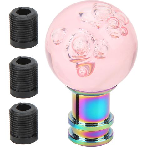 Pomello del cambio con adattatore M8 M10 M12, pomello del cambio universale trasparente in acrilico a forma di bolla per auto rosa (1/5)