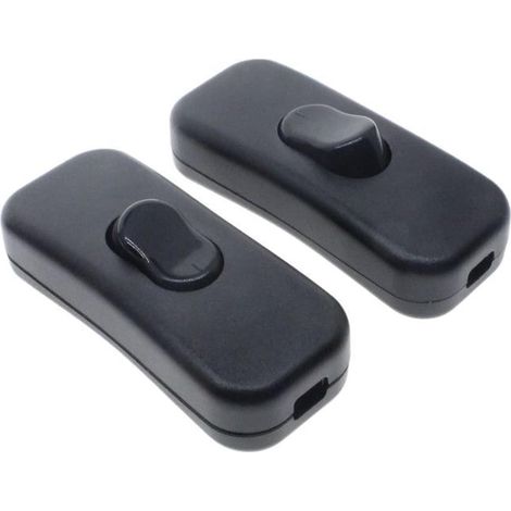 2 x Bedside Lamp Switches, 2 A 250 V Bi-Pole Rocker Switches, 2 A Black Bipolar Switch, 2 Line Inline Lamp, for Desk and Bedside Lamps (1/5)