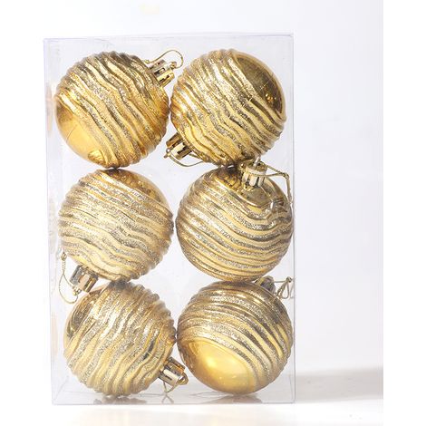 cm große Weihnachtskugeln aus Kunststoff – Verschiedene Formen (6er-Set) – Gold (1/4)