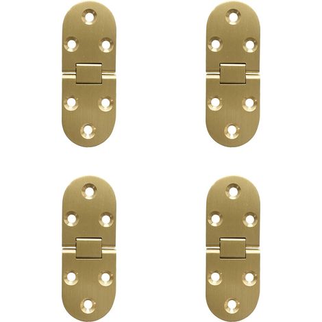 180 Degré Flip Charnières Rabattables en Laiton Bord Rond avec Vis Charnière pour Table Pliante Meubles Armoire Portes Boîte En Bois Anti Rouille Cuivre Polissage Lot de 4 (1/5)