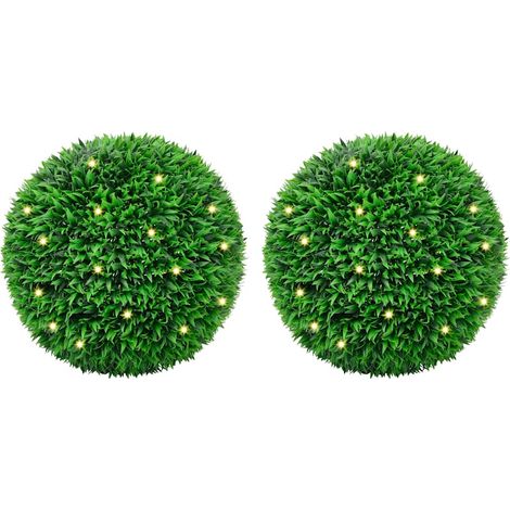 Bolas de boj artificial con luces LED 2 unidades 55 cm