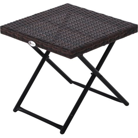 Gartentisch Beistelltisch Blumenständer Gartenmöbel Falttisch Klappbar Polyrattan + Metall Braun 40 X 40 X 40 Cm