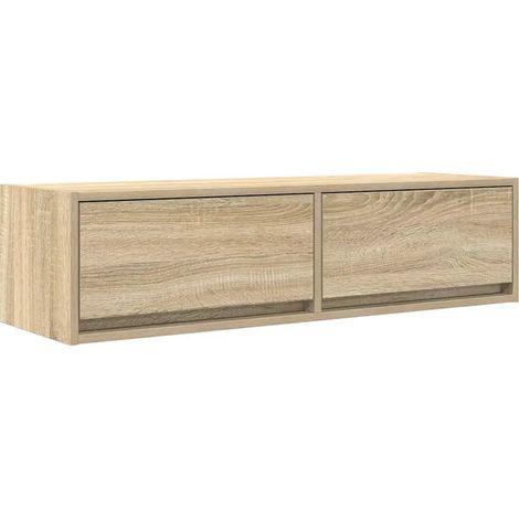 Mueble TV de pared moderno con 2 cajones 100 x 31 x 25.5 cm madera contrachapada roble sonoma 020051703 (1/5)