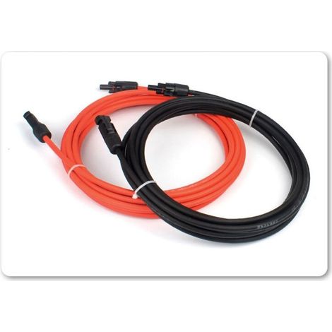 Rallonge des deux côtés Prise solaire Cordon solaire Rouge/Noir 4 mm² avec fiche Longueur : 2 x 5 m