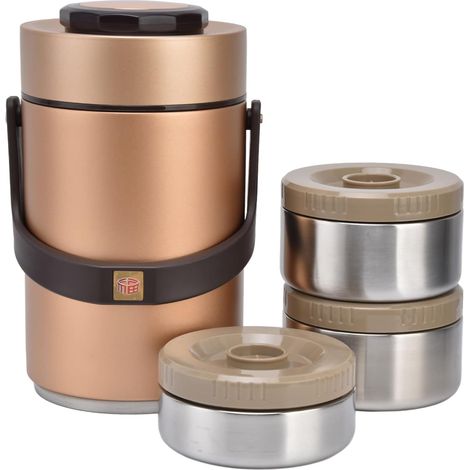 2300ml 3-Layer Vacuum Lunch Box, 304 Stainless Steel Insulated Food Container with Leak-Proof Design for Work, Travel, Picnics (1/5)