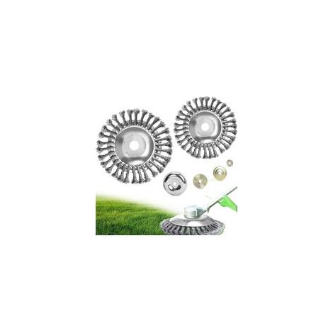 2 Pièces Brosse Metallique Debroussailleuse,Remplacement Tete Brosse Debroussailleuse,avec Accessoires,Brosse de Desherbage Diamètres 150 et 200 mm,Taille du Trou 25,4 mm (1/4)