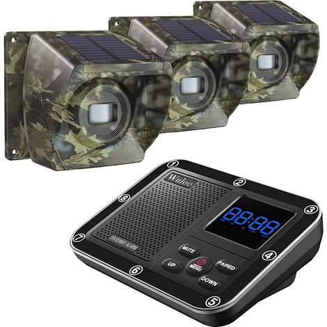 Alarmes solaires d'allée sans fil for l'extérieur, longue portée de 1/3 milles, résistantes aux intempéries, rechargeables, directeurs de mouvement, système de sécurité domestique(W1T3 (CAMO)) (1/5)