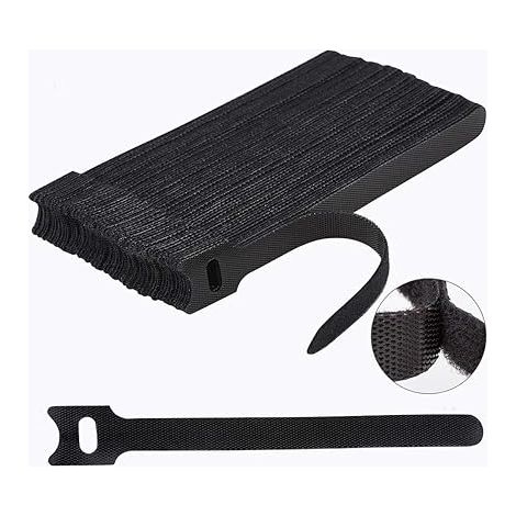 Lot de 60 attaches de câble réutilisables de 15 cm, sangles de câble réglables, organiseur de câbles, enrouleur de câble et système de gestion des fermetures velcro (1/5)