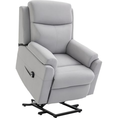 Poltrona TV elettrica con supporto per alzarsi in piedi. Poltrona relax elettrica con funzione reclinabile, poltrona TV con telecomando, tasca laterale, nucleo a molle insacchettate, effetto lino, gri