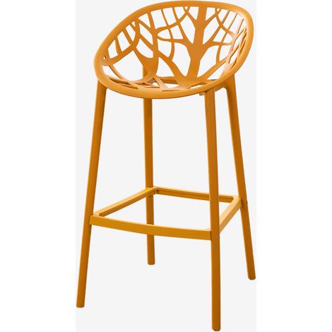 Sklum – Tabouret haut de jardin en polypropylène – Dossier incurvé et repose-pieds – Hauteur 88 cm – Largeur 51 cm – Résistant aux intempéries