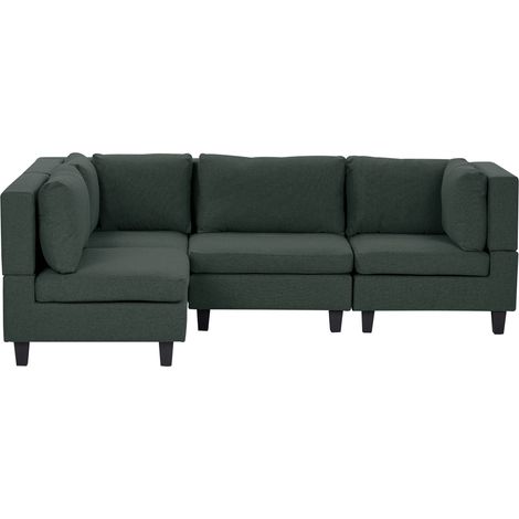 Modul Ecksofa 4-Sitzer UNSTAD Stoff Dunkelgrün rechtsseitig