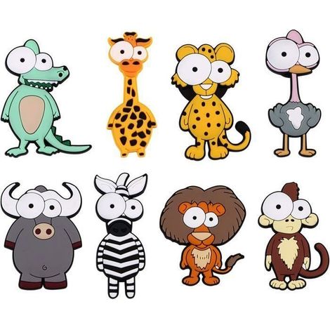 Aimants de réfrigérateur - Animaux mignons - PVC - Couleurs assorties - 8 pièces - Décoration éducative