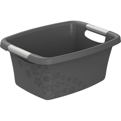 Rotho Wäschewanne Flowers 12 l Wäschekorb Wäschesammler Griffe Wäsche Korb Box