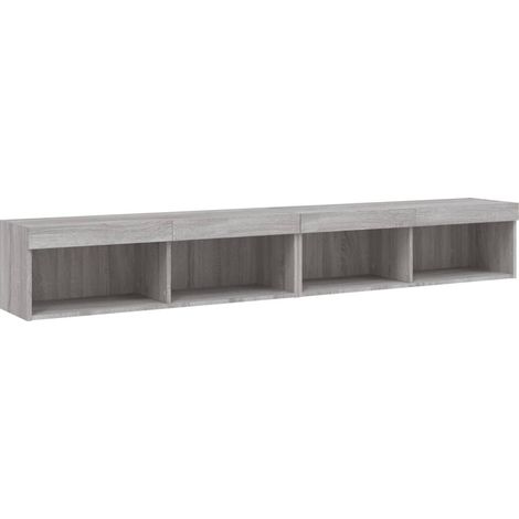 Mueble TV multimedia Estante TV Aparador TV Comedor Salón Dormitorio con luces LED 2 piezas sonoma 100 x 30 x 30 cm gris 020028880 (1/5)