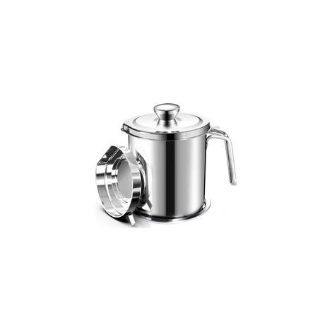Questo contenitore filtrante per olio da 2 litri, dotato di filtro a maglia fine, coperchio antipolvere e vassoio antiscivolo, può essere utilizzato per conservare olio per friggere e olio da cucina. (1/4)