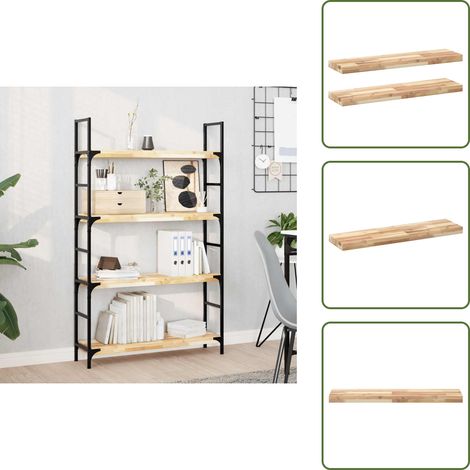 Schweberegale 2 Stk. 100x20x4 cm Massivholz Akazie Unbehandelt - Wandregal - Holzkasten - Dekorationselement - Regalset - Akasieholzmöbel (1/5)