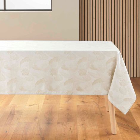 Nappe rectangle 140 x 250 cm jacquard enduit enola Naturel (1/4)
