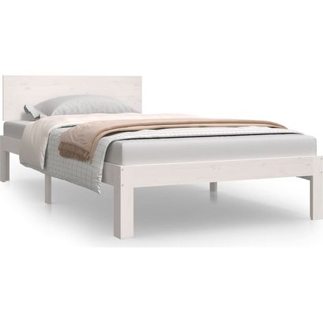Maison Exclusive - Cadre de lit sans matelas blanc bois de pin massif 100x200 cm